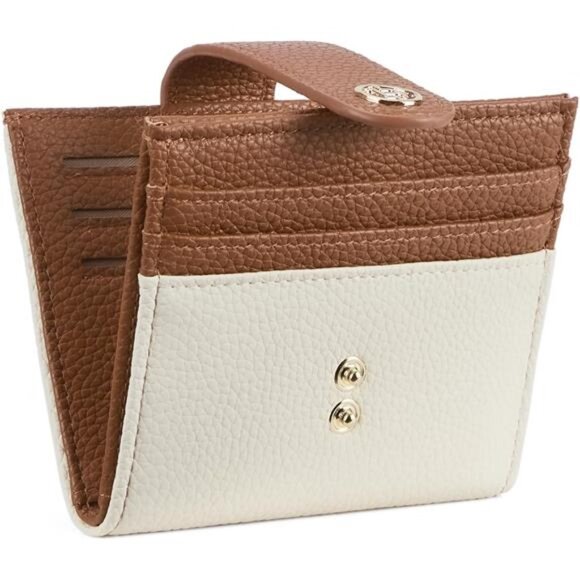 Handbags - Slim Wallet with Zipper Coin Pocket Beige Brown